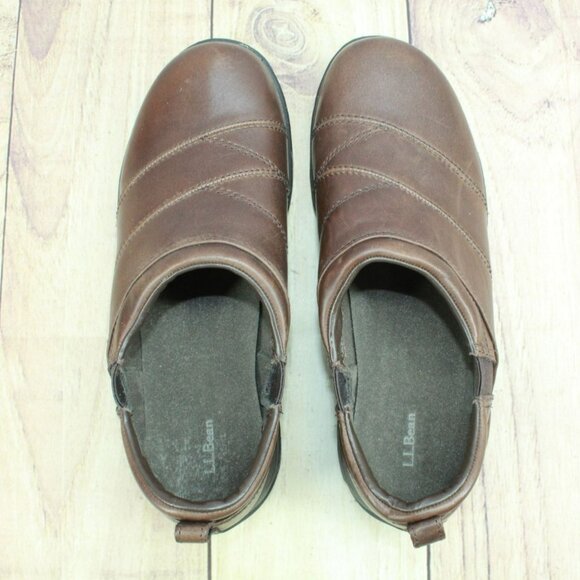 LL Bean Brown Leather Slip On Comfort Moccasin Loafer Shoes Size 10 M - Picture 7 of 9